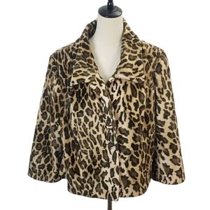 Lane Bryant Animal Print Leopard Cropped Swing Jacket Size 16 Classic